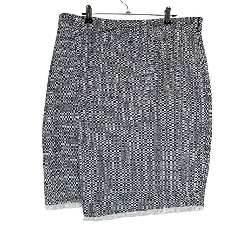 Brooks Brothers Womens Faux Wrap Pencil Skirt Size‎ 12 Modern Tweed Frayed Hem